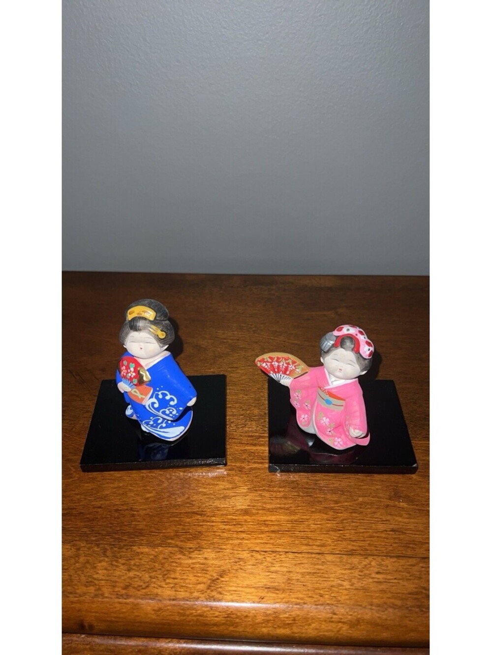 2 - 2" Ceramic Couple Hina Doll Clay Doll /  Japan Has Chip In One